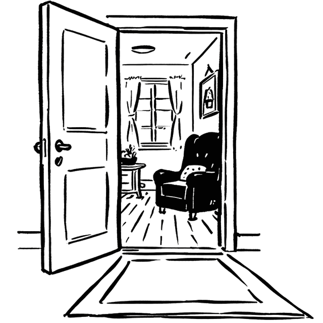 Illustration of an open door