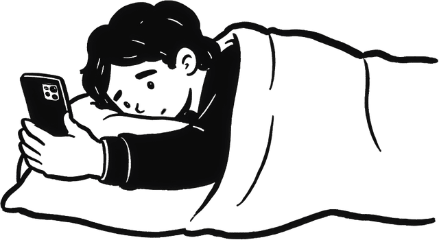 Person lying down looking at phone